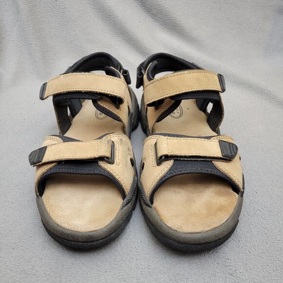 LAND ROVER Other - LAND ROVER Sandals Mens Beige Black Size 11 6048 Adjustable Hook and Loop